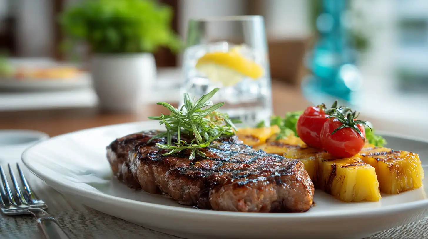 grilled-pineapple-digestion-benefit. grilled pineapple served after heavy meal